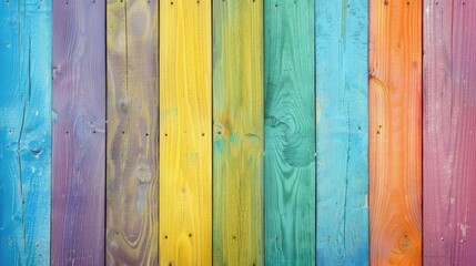 Colorful wooden background with wooden slat of different bright colors.