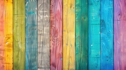 Abstract texture background from wooden boards painted in rainbow colors.
