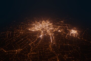 Aerial view on Lublin (Poland) from south. Top view on modern city at night from space © Hairem