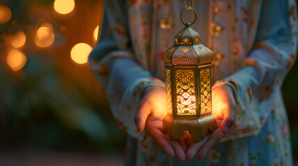 hand holding lantern,generative ai