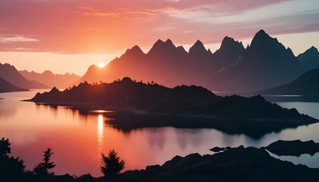 Breathtaking Mountain Lake Sunset Landscape