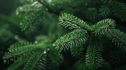 Close-up of Pine Tree on Green Background