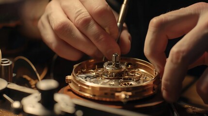 engineer's hands carefully assembling a intricate device, highlighting precision and craftsmanship