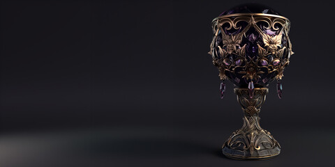 Crystal glass on black. AI generated art illustration.