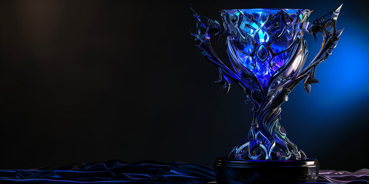 Crystal glass on black. AI generated art illustration.
