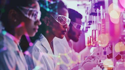 A group of diverse people working together to develop hydrogen technologies, emphasizing the collaborative effort towards a cleaner energy future