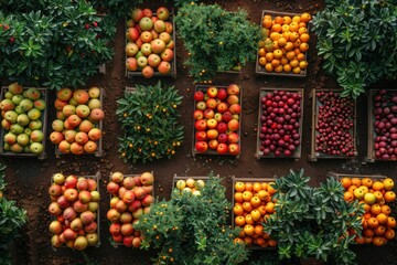 Varieties of fruits and vegetables grow in the garden