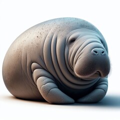Image of isolated manatee against pure white background, ideal for presentations
