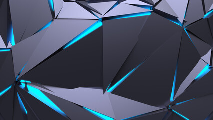 Abstract Polygonal Blue Light Background Art Backgrounds 3D Illustration Volume-3
