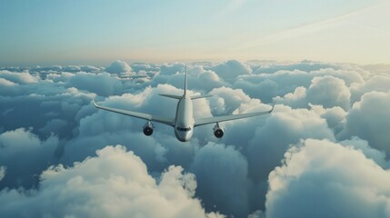 airplane soaring above clouds, symbolizing the excitement and adventure of air travel