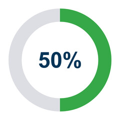 Information round diagram 50 percent icon, infographic graphic pie design, marketing vector illustration