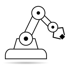 Mechanical robot arm machine shadow icon, technology hydraulic robotic hand, vector illustration