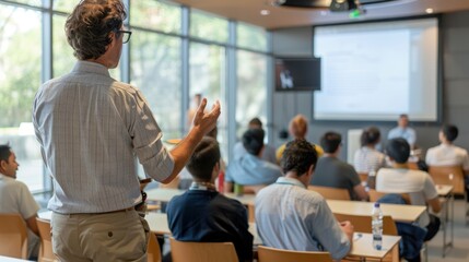 engineering consultant presenting their recommendations to a group of stakeholders, their persuasive arguments convincing the audience