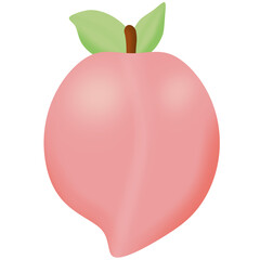 Juicy Peach Vector, Cartoon Fresh Fruit with pinky color