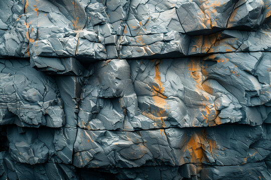 Detailed view of rugged rock face with vibrant yellow paint texture wallpapper