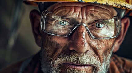 engineer's weathered face, their eyes reflecting years of experience and expertise in the engineering field