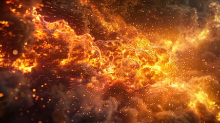 Fototapeta na wymiar powerful hydrogen explosion, its fiery force captured in a breathtaking moment of energy release.