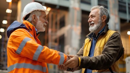A satisfied client shaking hands with an engineering consultant, their gratitude evident for the successful completion of the project.