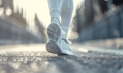 runner's legs in sneakers close-up  