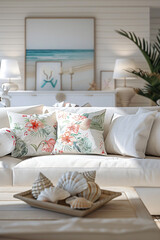Fototapeta na wymiar Seaside Serenity: Coastal Living Room Haven