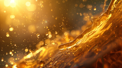 Macro Shot of Golden Honey Waves.
