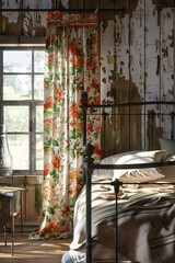 Rustic Floral Serenity: Farmhouse Bedroom Haven