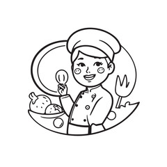 Naklejka premium Smiling chef in arms crossed pose. Happy chef cook in hat isolated on white. Vector illustration.