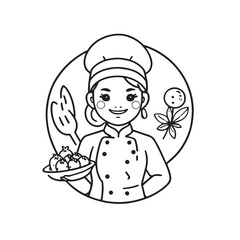 Fototapeta premium Smiling chef in arms crossed pose. Happy chef cook in hat isolated on white. Vector illustration.