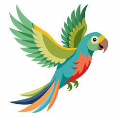 Parrot flying vector illustration on white background