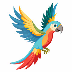 Parrot flying vector illustration on white background