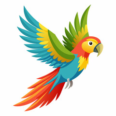 Parrot flying vector illustration on white background