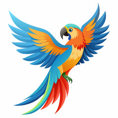 Parrot flying vector illustration on white background