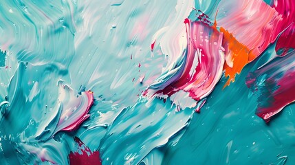 beauty of expressive paint strokes on a tranquil teal background, captured in cinematic 16k ultra...