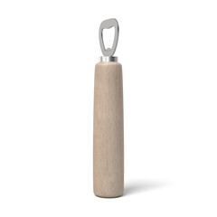 Single wooden handle bottle opener on white