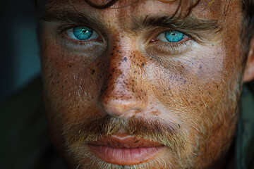 Obraz premium A man with a determined expression and steely gaze, ready to face challenges head-on