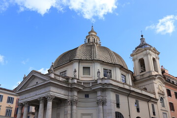 Santa Maria di Montesanto Church Exterior Close Up in Rome, Italy