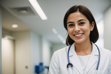 young latin american doctor in the hospital