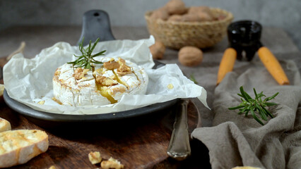 Fresh sliced Camembert cheese