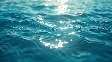 Blue sea waves ripple in an aerial view. Calm water texture of the ocean for background.