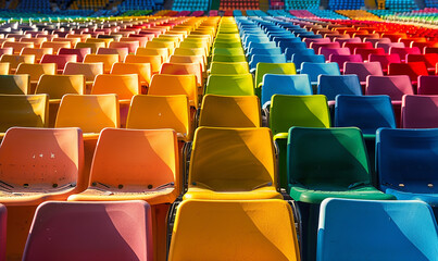 Vibrant Rainbow Stadium Seats - Dynamic Sports Competition Concept-AI generated image
