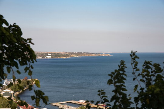 View of the Kerch Strait from Mount Mitridat in Kerch in summer