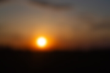Setting sun out of focus, not clear, sunset, bright, blurry, background, for editing, defocus