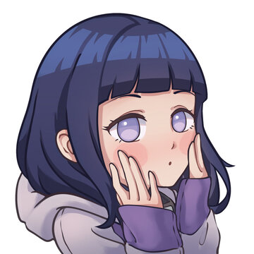 anime girl shy, blushing emote sticker