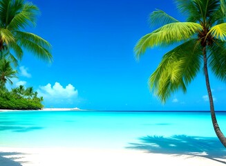 Beautiful tropical island with palm trees
