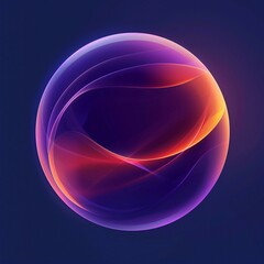 colorful sphere with iridescent reflections on a purple background,