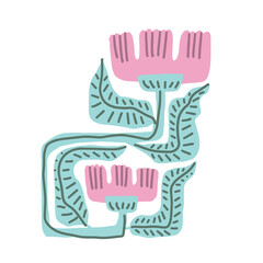 Obraz premium Colorful floral doodle illustration in a trendy style