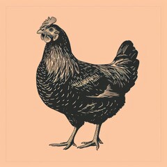 Fototapeta na wymiar Flat illustration line art minimal chicken black line