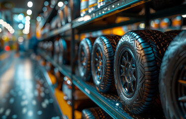 Fototapeta premium Tires for sale at tire store