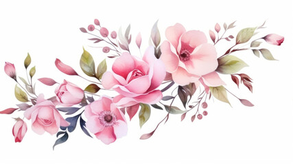 Watercolor flowers isolated on white background. Hand drawn vector illustration.