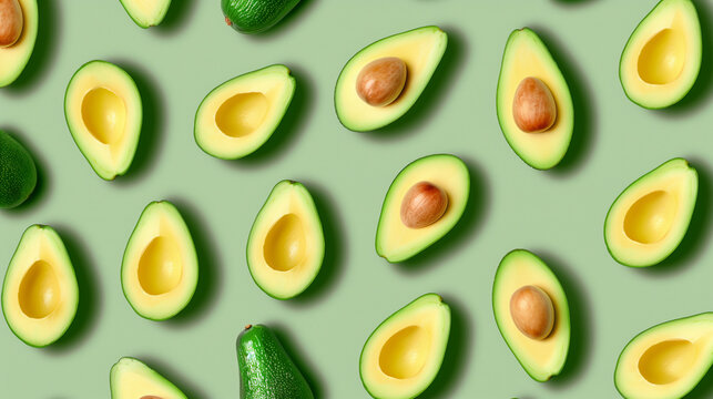Avocado pattern on pastel green background